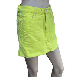Citizens of Humanity Blaze Yellow Denim Mini Skirt 25 Cut Off Hem NWT